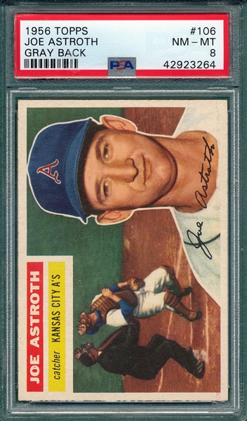 1956 Topps #106 Jerry Astroth PSA 8 *Gray*