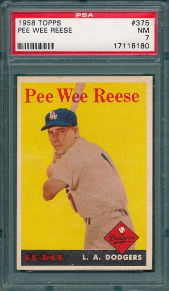 1958 Topps #375 Pee Wee Reese PSA 7