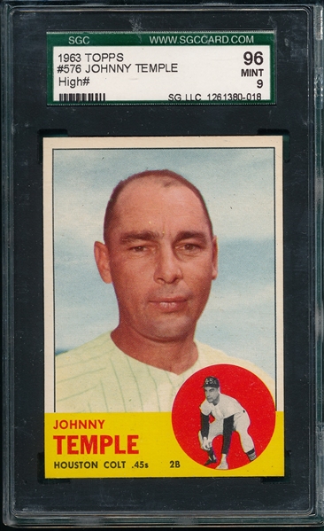 1963 Topps #578 Johnny Temple SGC 96 *MINT*