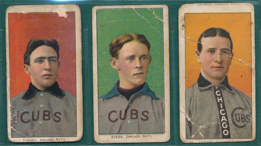 1909-1911 T206 Tinker/Evers/Chance, Portrait, Lot of (3) 