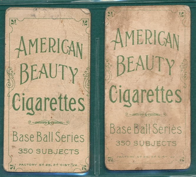 1909-1911 T206 Pfeister & Ritter, Lot of (2) American Beauty Cigarettes