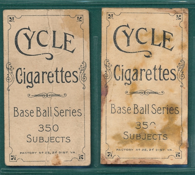 1909-1911 T206 Brashear & Ritter Lot of (2) Cycle Cigarettes