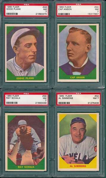 1960 Fleer Baseball Greats Lot of (4) W/ #46 Plank PSA 7