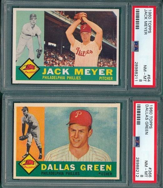 1960 Topps #64 Meyer & #366 Green, Lot of (2), PSA 8