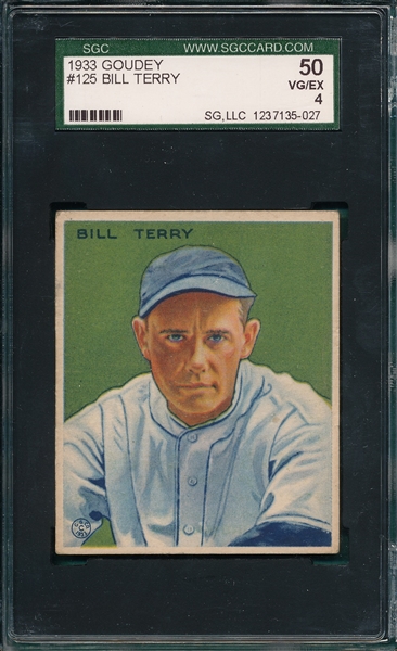 1933 Goudey #125 Bill Terry SGC 50
