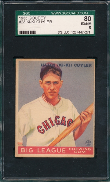 1933 Goudey #23 Ki-Ki Cuyler SGC 80
