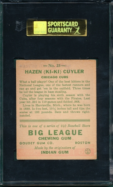 1933 Goudey #23 Ki-Ki Cuyler SGC 80