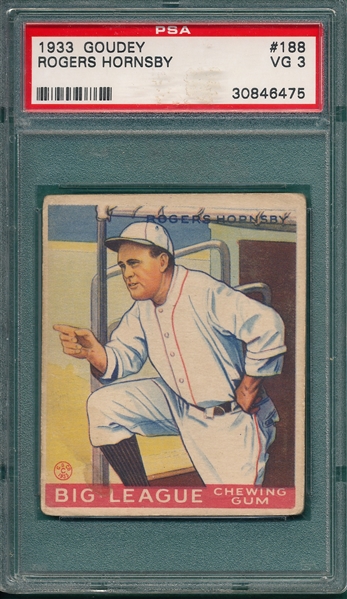 1933 Goudey #188 Rogers Hornsby PSA 3