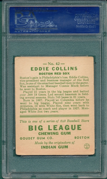 1933 Goudey #42 Eddie Collins PSA 4