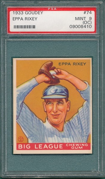 1933 Goudey #74 Eppa Rixey PSA 9 (OC)