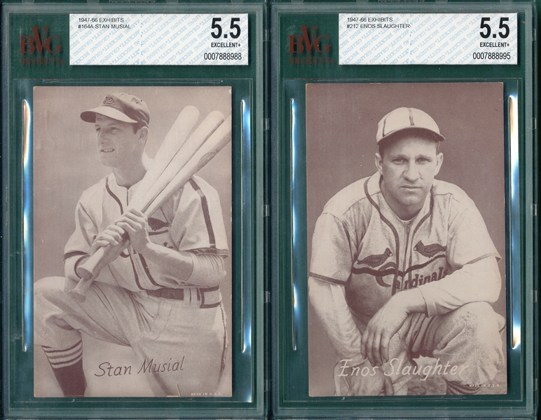 1947-66 Exhibits Slaughter & Musial (Kneeling), Lot of (2) BVG 5.5