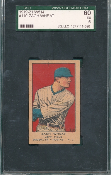 1919-21 W514 #110 Zach Wheat SGC 60