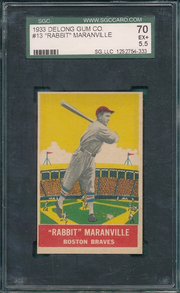 1933 DeLong #13 Rabbit Maranville SGC 70
