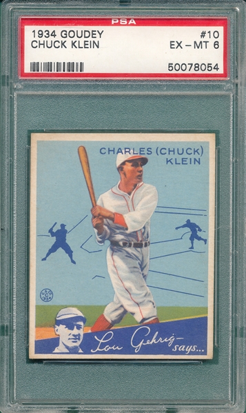 1934 Goudey #10 Chuck Klein PSA 6