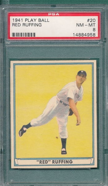1941 Play Ball #20 Red Ruffing PSA 8