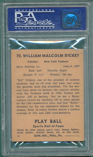 1941 Play Ball #70 Bill Dickey PSA 7