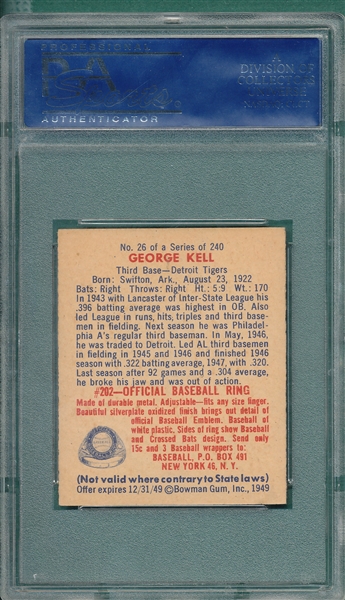 1949 Bowman #26 George Kell PSA 7