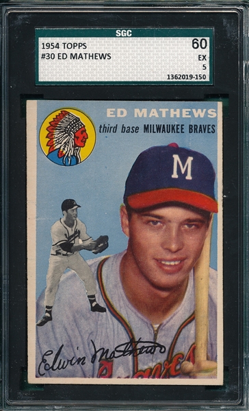 1954 Topps #20 Ed Mathews SGC 60
