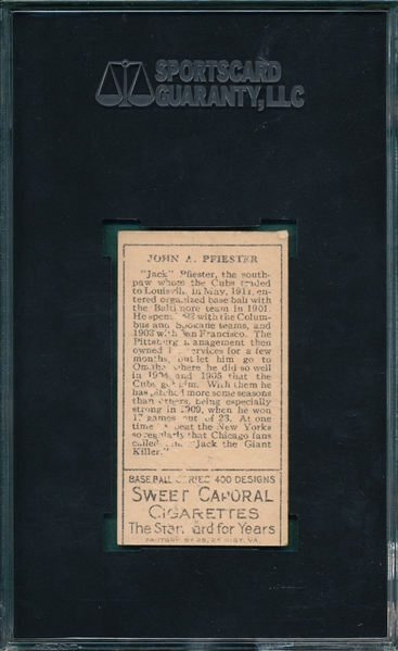 1911 T205 Pfeister Sweet Caporal Cigarettes SGC 30