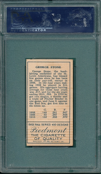 1911 T205 Stone Piedmont Cigarettes PSA 2.5