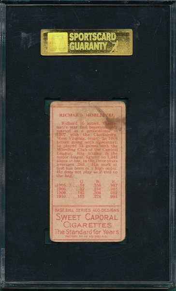 1911 T205 Hoblitzell, No Cin after second 1908, Sweet Caporal Cigarettes SGC 10