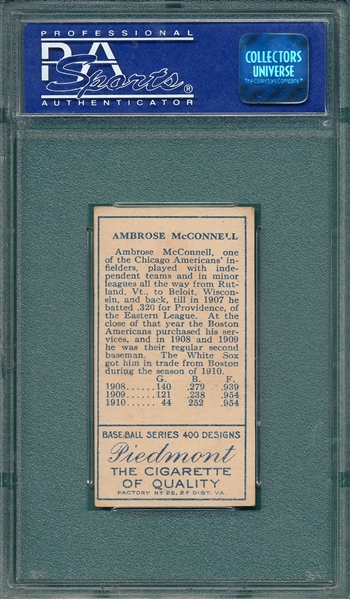1911 T205 McConnell Piedmont Cigarettes PSA 5
