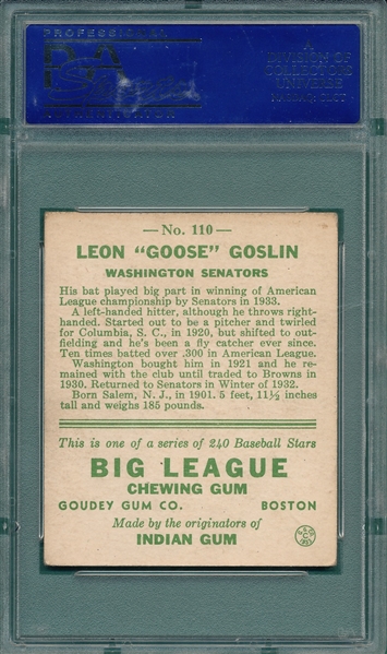 1933 Goudey #110 Goose Goslin PSA 5