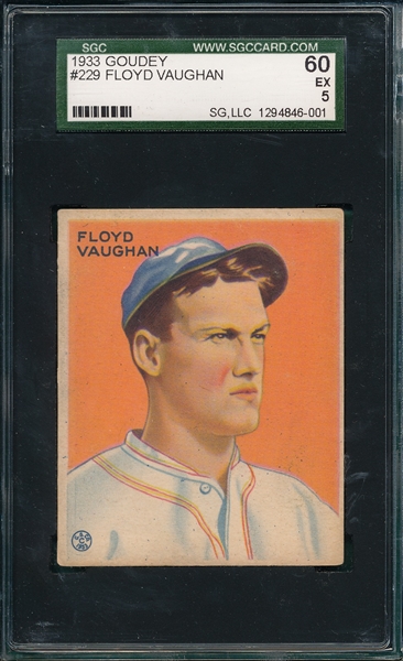 1933 Goudey #229 Floyd Vaughn SGC 60