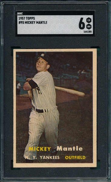 1957 Topps #95 Mickey Mantle SGC 6