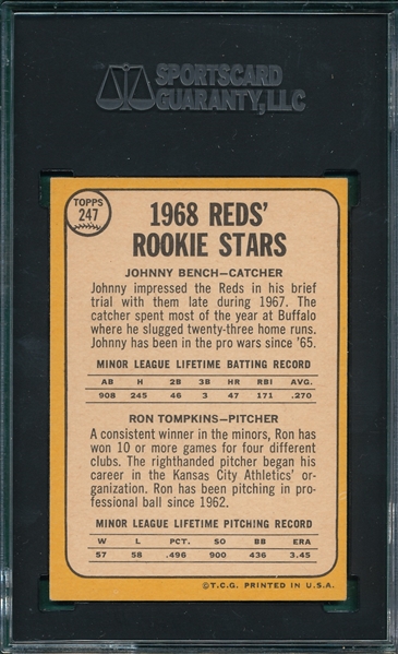 1968 Topps #247 Johnny Bench SGC 6.5 *Rookie*