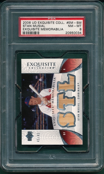 2006 UD Exquisite Collection Stan Musial, 45/45, PSA 8