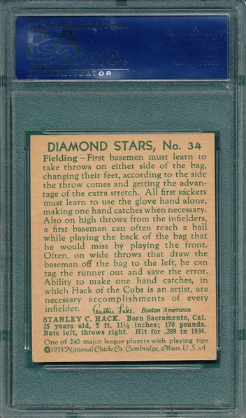 1934-36 Diamond Stars #34 Stanley Hack PSA 7
