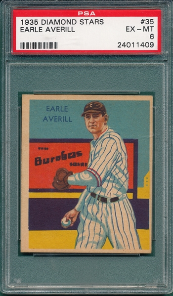 1934-36 Diamond Stars #35 Earle Averill PSA 6