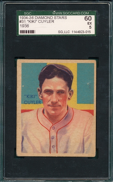 1934-36 Diamond Stars #31 Kiki Cuyler SGC 60