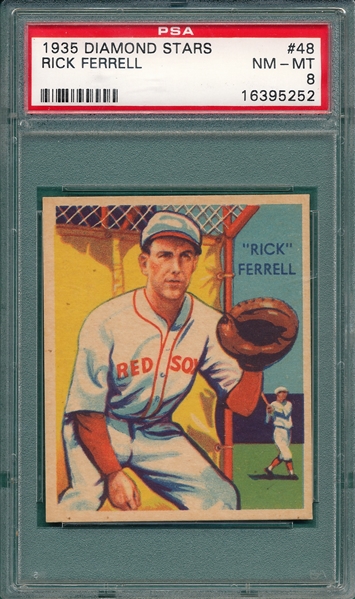 1934-36 Diamond Stars #48 Rick Ferrell PSA 8