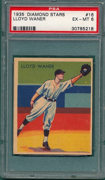 1934-36 Diamond Stars #16 Lloyd Waner PSA 6