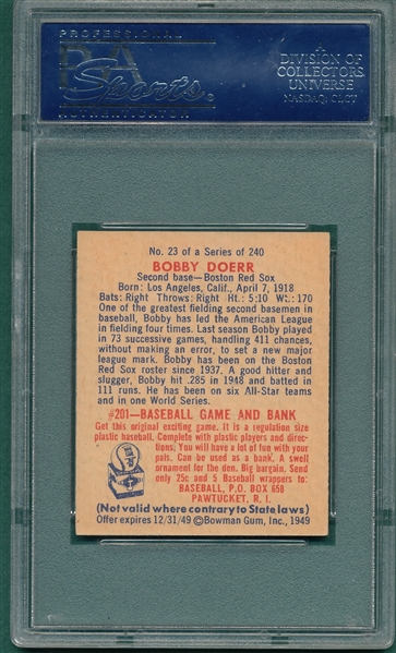 1949 Bowman #23 Bobby Doerr PSA 7