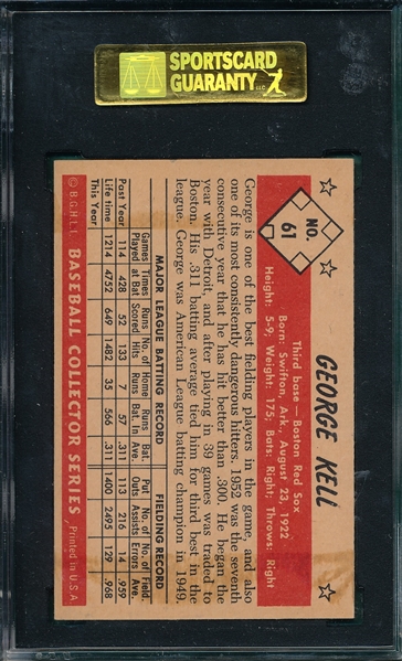 1953 Bowman Color #61 George Kell SGC 84