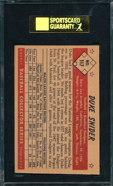 1953 Bowman Color #117 Duke Snider SGC 60