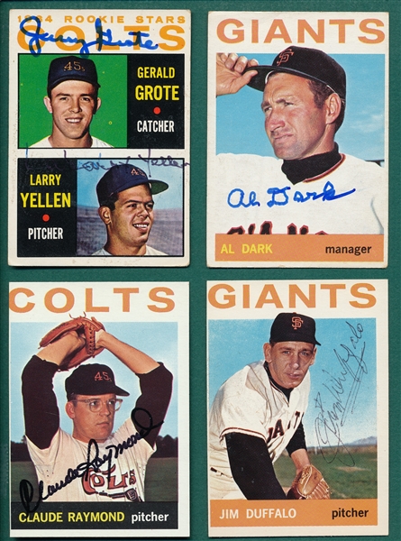 1964 Topps Lot of (10) Autographed Giants W/ Dark