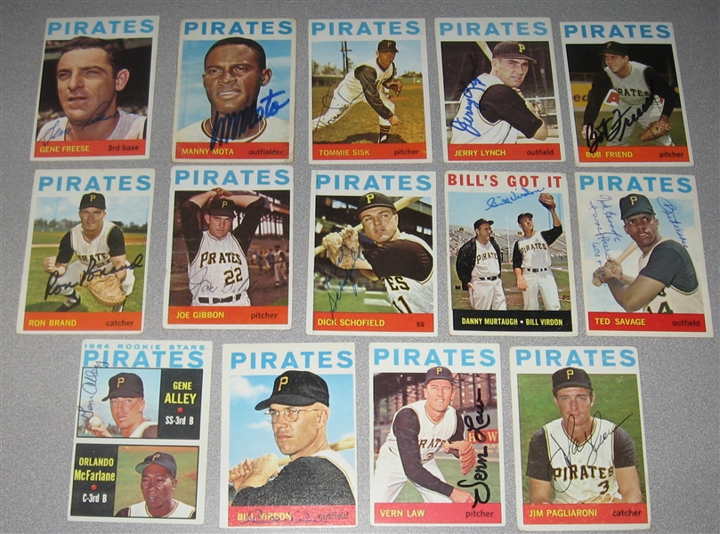 1964 Topps Lot of (18) Autographed Pirates W/ Schwall