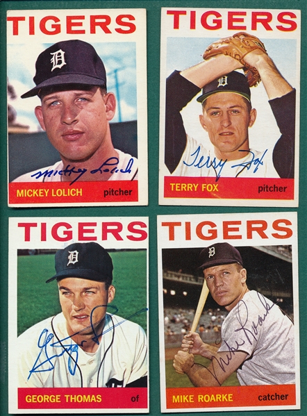 1964 Topps Lot of (14) Autographed Tigers W/ Lolich