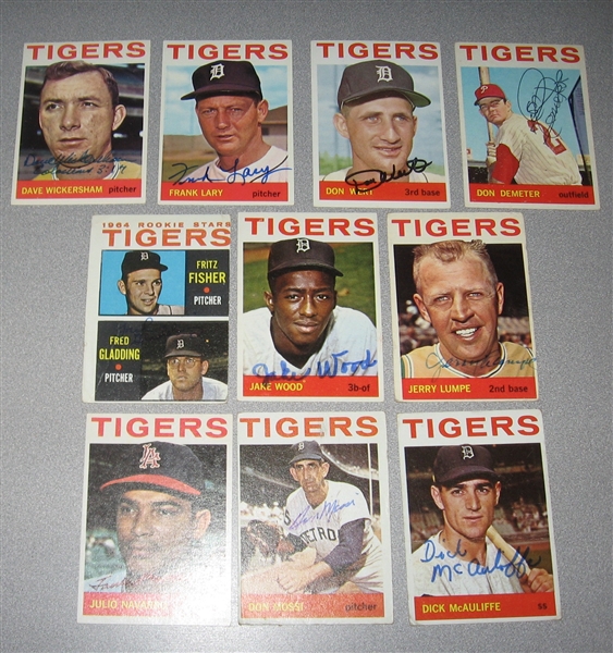 1964 Topps Lot of (14) Autographed Tigers W/ Lolich