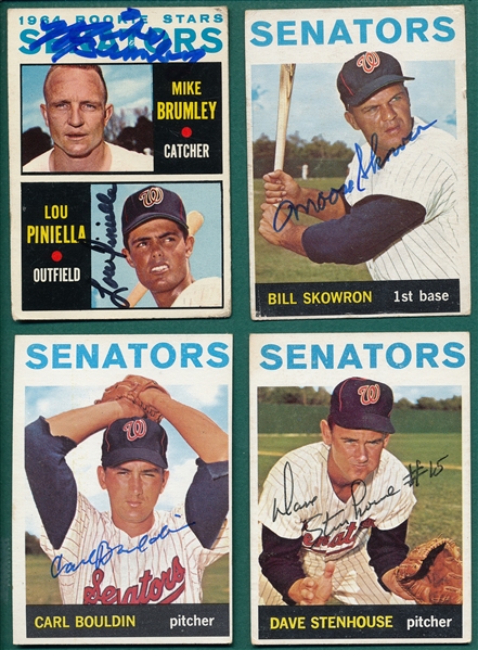 1964 Topps Lot of (18) Autographed Senators W/ Pinella, Rookie