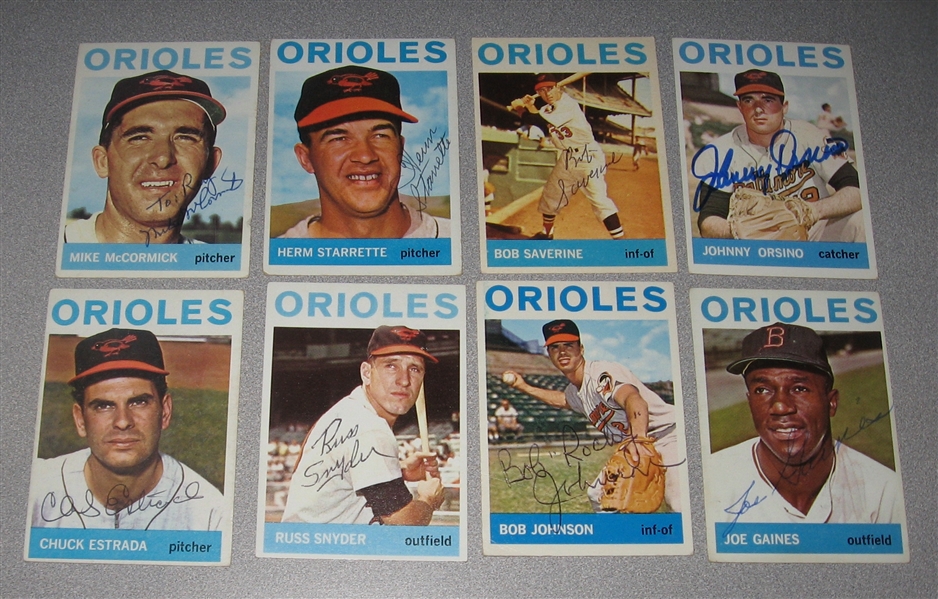 1964 Topps Lot of (12) Autographed Orioles W/ Powell