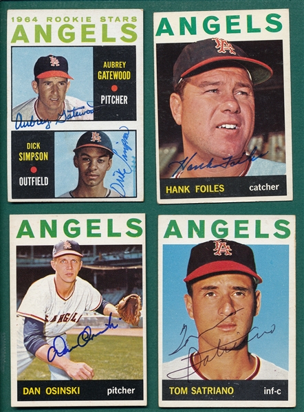 1964 Topps Lot of (16) Autographed Angels W/ Foiles