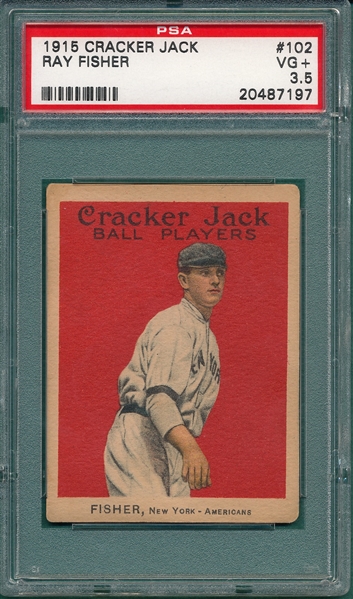 1915 Cracker Jack #102 Ray Fisher PSA 3.5