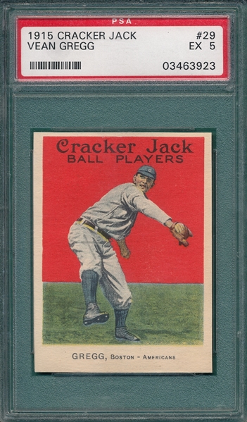 1915 Cracker Jack #29 Vean Gregg PSA 5