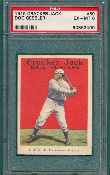 1915 Cracker Jack #59 Doc Gessler PSA 6 *Federal League*