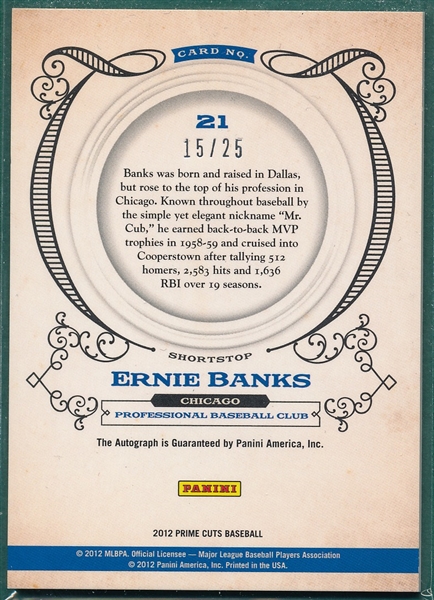 2012 Panini Playoff Prime Cuts Ernie Banks, (15/25)